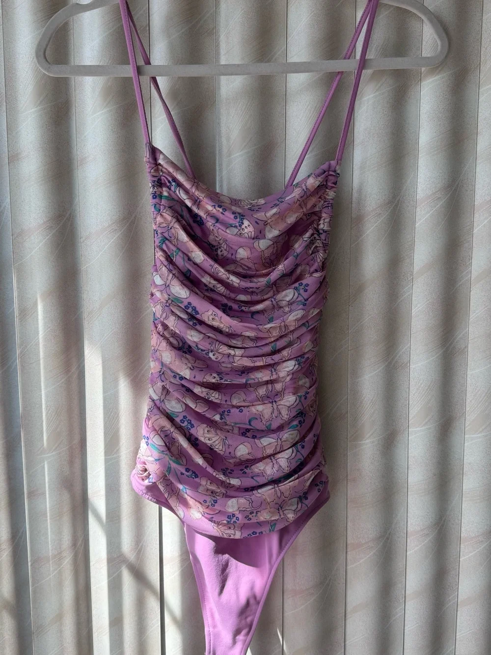 Free People Sleeveless Ruched Floral Bodysuit